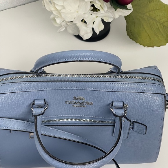 Coach Rowan Satchel Crossbody Leather Bag 79946 Light Blue Shade Purse - Picture 13 of 16